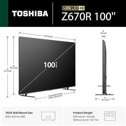 Toshiba 100" Z670 Series 4K Resolution 144Hz Mini-LED Smart Fire TV