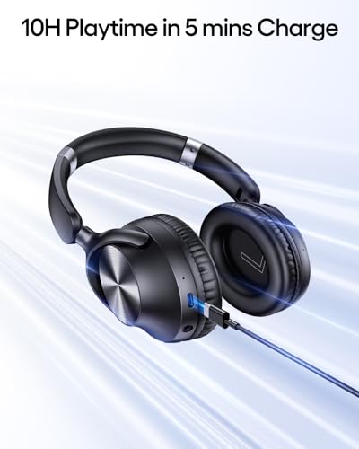 TAGRY H08 Over Ear Headphones with Bluetooth Connectivity, Active Noise Cancellation, and 100 Hours Playtime