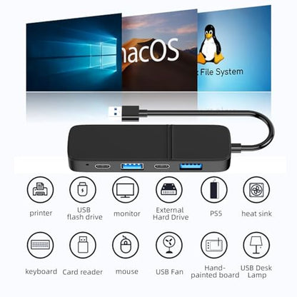 Eanetf 1.5" x 1" x 0.5" USB to HDMI Adapter Hub 5 Ports USB 3.0 1920x1080 Plastic