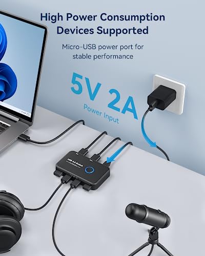 ABLEWE USB 3.0 Switch 4-Port KVM Switch Selector for Dual PC Access