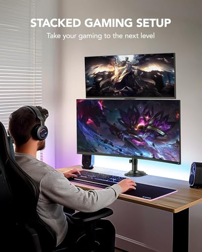 HUANUO 32 Inch HNDS8 Dual Monitor Stand Ergonomic Adjustable Tilt 45 Degrees Tabletop Mount
