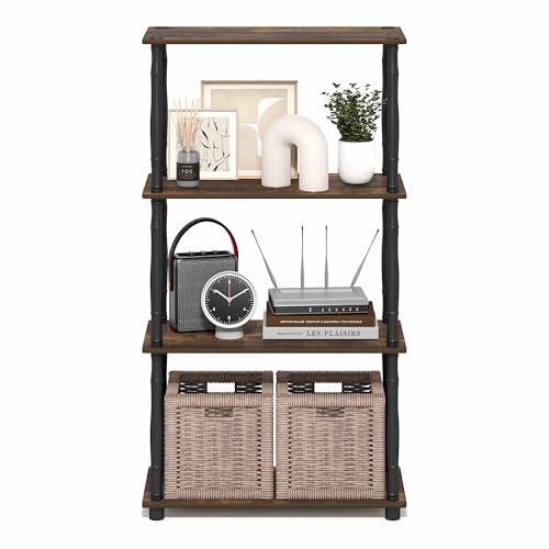 Furinno 4-Tier Classic Tube 18034APBK Floor Mount Indoor Storage Shelf