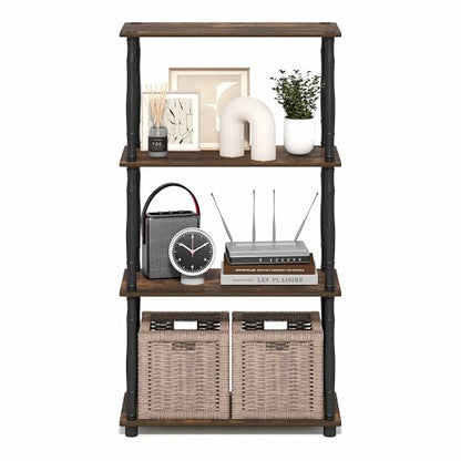 Furinno 4-Tier Classic Tube 18034APBK Floor Mount Indoor Storage Shelf