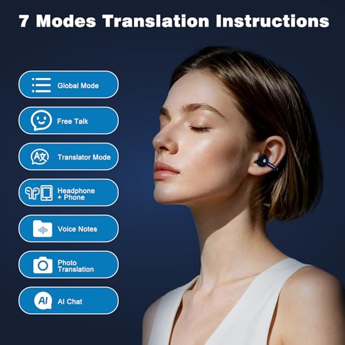 poodays Wireless Translating Earbuds B0G8VSR25P AI Translation 164 Languages Open Ear Bluetooth
