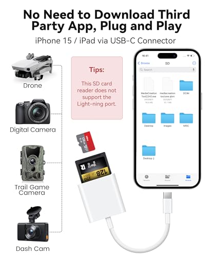 xdgeLoad USB-C 2 Slot SD Card Reader 480 Mbps Compact Adapter for SD/MicroSD Compatible with iPhone/iPad/Mac