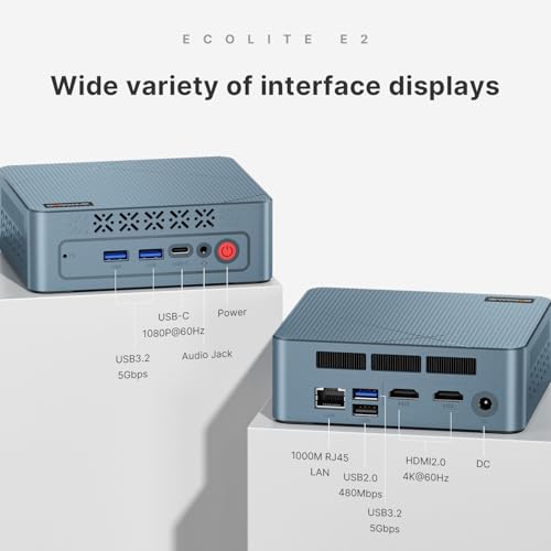 BOSGAME E2 Mini PC AMD Ryzen 5 3550H 4Cores 16GB RAM 512GB NVMe SSD 3840x2160 60Hz LED/LCD Desktop