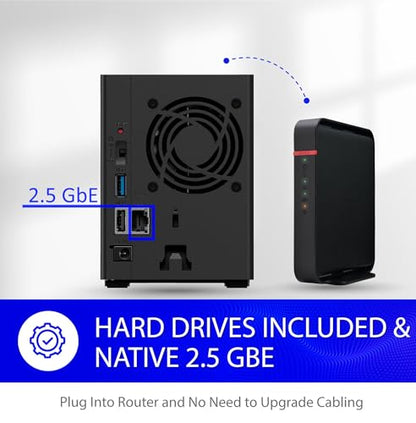 BUFFALO 8TB LS720D0802B NAS Device with Ethernet Connectivity and 5400 RPM Hard Drives