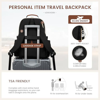 LOVEVOOK 15.6 Inch Laptop Travel Backpack Beige-Black-Chestnut Brown