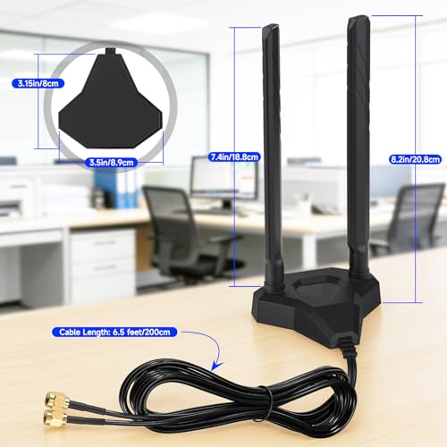 Eightwood Tri-Band WiFi 7 Antenna EWAN0113 2.4GHz 5GHz 6GHz RP-SMA Black