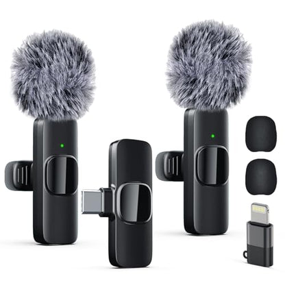 Labstandard Wireless Lavalier Microphone K9 Dual Channel Omnidirectional - Bluetooth-Compatible, USB Type-C & Lightning for Smartphones