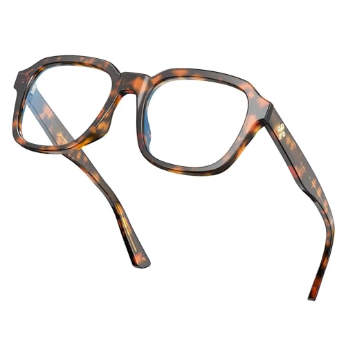 VISOONE 54mm Bennett Oversized Square Blue Light Blocking Glasses Full Rim TR90 Eyeglass Case
