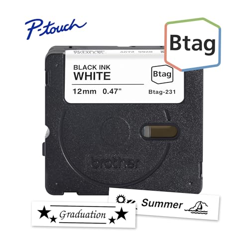 Brother 12mm Btag231 Black on White Label Tape for P-touch Label Makers