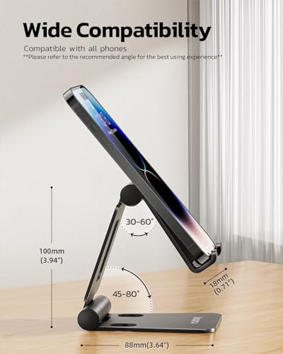 Nulaxy Foldable Cell Phone Stand A4 Adjustable Portable Compatible with 4-8 Inch Devices