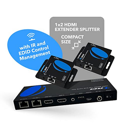 OREI 4K 1x2 HDMI Over Ethernet Extender Splitter CAT6/7 4K@30Hz 1 In 2 Out Model HD12-EX165-K