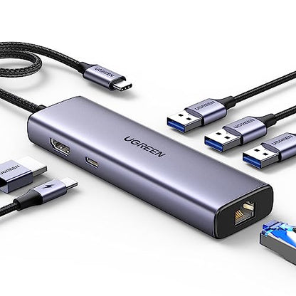UGREEN 6-in-1 USB-C Hub Model 15598 Ethernet, HDMI, USB 3.0 Ports