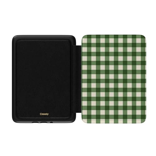 Casely 7" Kindle Case | Checked Twice | Green Plaid | Compatible with Kindle Colorsoft & Kindle Paperwhite (12th Gen)