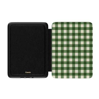 Casely 7" Kindle Case | Checked Twice | Green Plaid | Compatible with Kindle Colorsoft & Kindle Paperwhite (12th Gen)