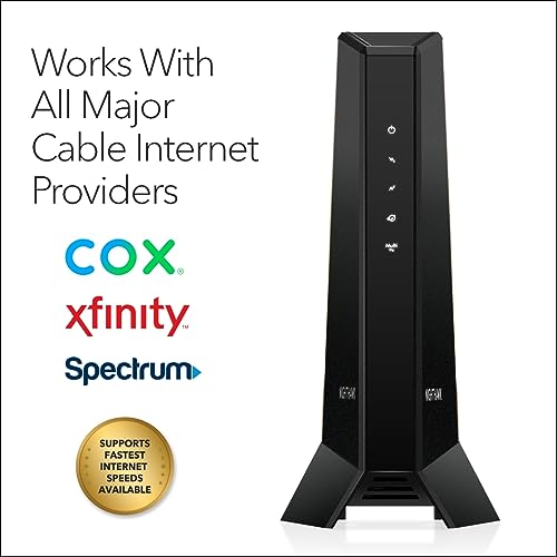 NETGEAR CM2000 Cable Modem DOCSIS 3.1 Ethernet Technology 2.5Gbps Max Data Rate 1 Ethernet Port Black