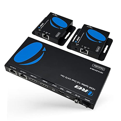 OREI 4K 1x2 HDMI Over Ethernet Extender Splitter CAT6/7 4K@30Hz 1 In 2 Out Model HD12-EX165-K