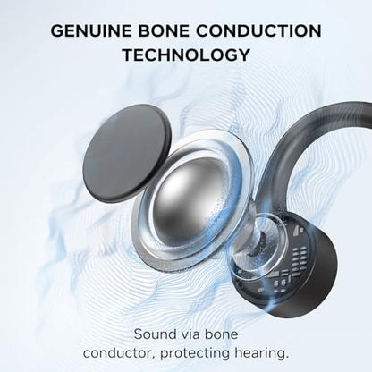 Yorlu X18 Open Ear Bone Conduction Headphones Wireless Bluetooth 5.4, 10 Hours Battery Life, Matte Black