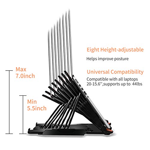 KENTEVIN 10-17" Laptop Stand & Phone Mount Adjustable Ergonomic Foldable - Model XMLSR - Black - Portable