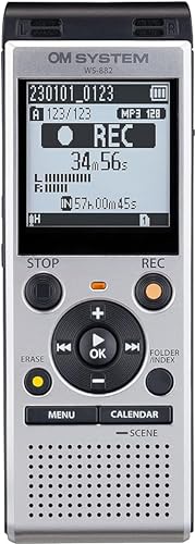 OM SYSTEM 1.61 Inches WS-882 Digital Voice Recorder MP3 Audio 32GB USB 2.0