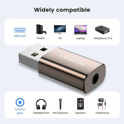 MOSWAG USB to 3.5mm Audio Jack Adapter 1 Count