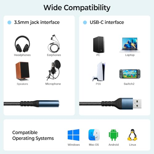 AUXNIU USB to 3.5mm Audio Adapter Model Number USBA3.5
