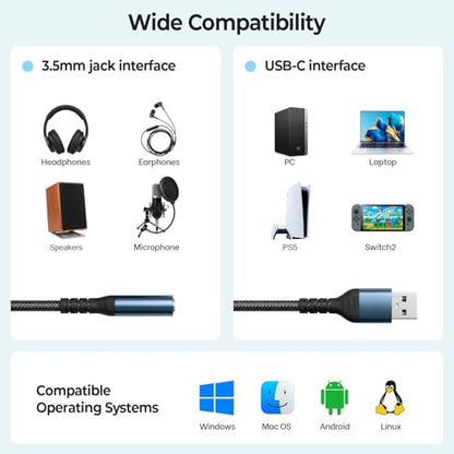 AUXNIU USB to 3.5mm Audio Adapter Model Number USBA3.5