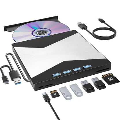 Wbacon 7 in 1 External DVD CD Drive USB 3.0 Type C for Laptop & PC