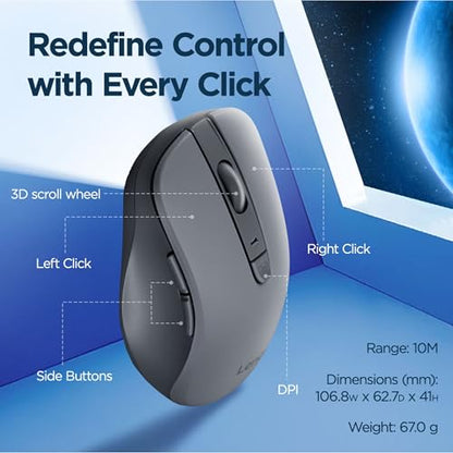 Lenovo 5.3in WL310 Bluetooth Optical Mouse 1600DPI Wireless Right-Handed