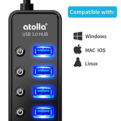Atolla 7-Port USB 3.0 Hub DE-TZW-ZS19 USB Hub with Smart Charging 5V/4A
