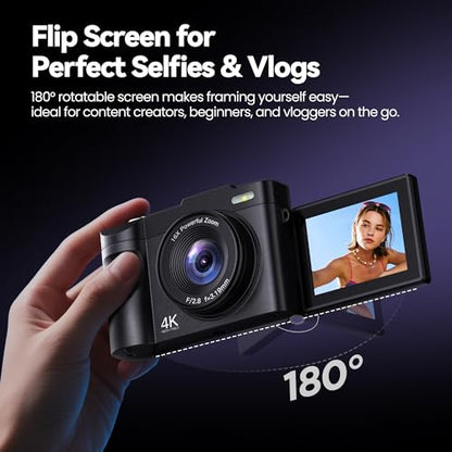 ROQIOO 16:9 A9-Black 48MP Compact Digital Camera