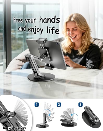 Jakeko Portable Monitor Stand JK07A2, 360 Rotation, Adjustable, Desk Mount, Aluminum, Black