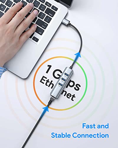 ABLEWE USB 3.0 4-in-1 Ethernet Adapter USB 3.0 Port Expansion RJ45 Gigabit Ethernet 5 Gbps