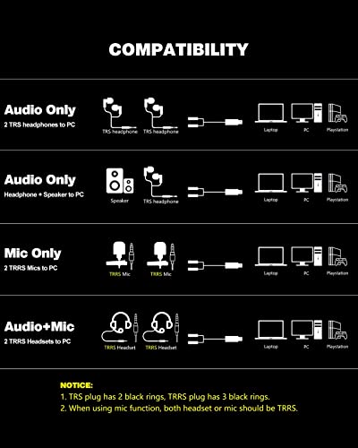 MillSO 1 Feet USB to Dual 3.5mm Audio Jack Adapter MUSB352FHY-30U Stereo Sound Card