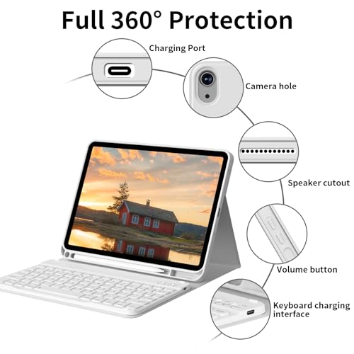 KVTVOU 11 Inch Keyboard Case for iPad (A16) 10th/11th Generation (Model: A3354/A3355/A3356/A2696/A2757/A2777/A3162) Bluetooth Detachable Keyboard Cover