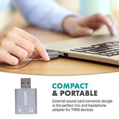 Movo USB Sound Card USB-AC1 Stereo Audio Adapter
