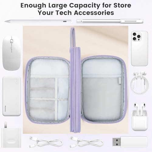 Skycase XL SK-US-J-OS-C-2811-TechBag-Pur Zipper Hand Strap 8 Compartments Gourd Pattern-Purple Travel Accessory