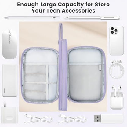 Skycase XL SK-US-J-OS-C-2811-TechBag-Pur Zipper Hand Strap 8 Compartments Gourd Pattern-Purple Travel Accessory