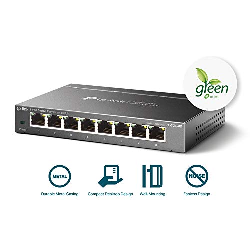 TP-Link 8 Port Gigabit Switch TL-SG108E | 1000 Watts | 9V DC | RJ45 Interface | Up to 40°C | 3 Layers | Black Metal