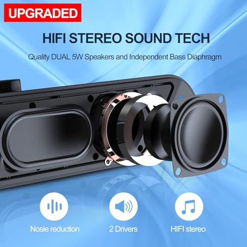 LENRUE 12.5 Inches A39PRO Black Stereo Soundbar Computer Speaker USB Powered Wired