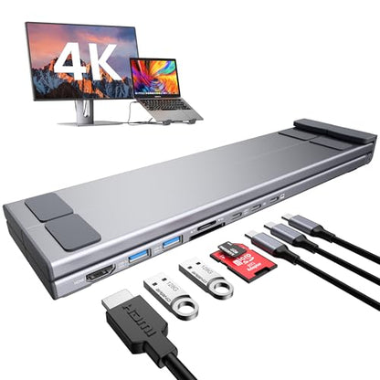 Mukiya 1 Count HUB-M48 USB Type-C Docking Station 4K with 85W Power Delivery, 8 Ports, Black