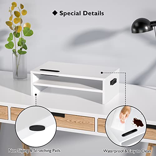 BONTEC 16.54 x 9.25 x 5.59 inches MTR-S2-WH Computer Monitor Stand