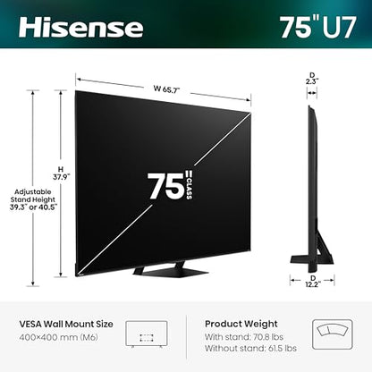 Hisense 75" U7SG 4K UHD 165Hz Hi-QLED MiniLED Pro Smart TV