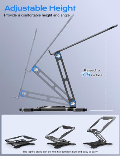 JCZT Tower Laptop Stand NH02Pro Black Adjustable 360° Rotating Durable Metal