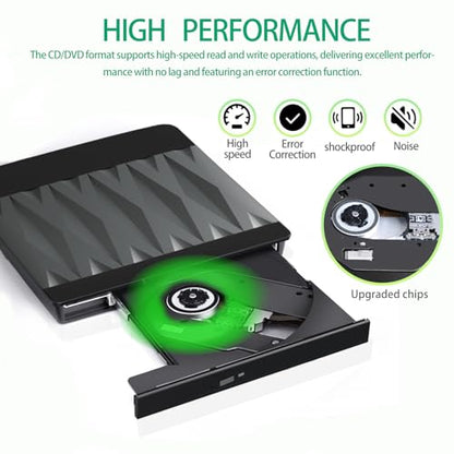 gingo 1.85" x 1.85" x 0.82" Diamond DVDR3 USB 3.0 Type-A & Type-C External CD/DVD Drive