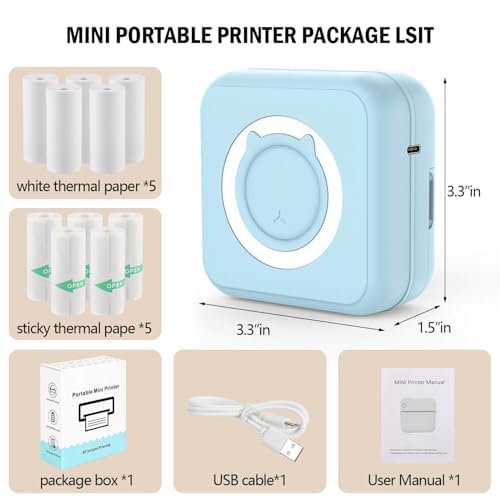HUIJUTCHEN Portable Thermal Printer 300x300 Monochrome Print Q1 QM