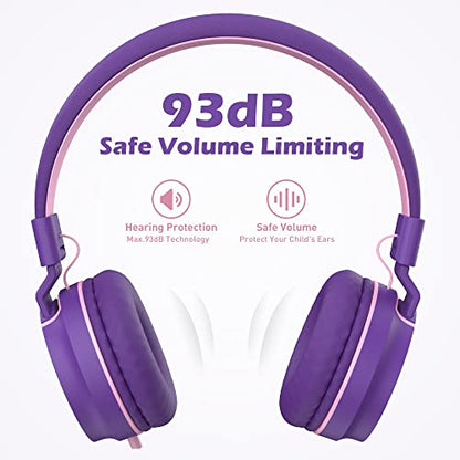 AILIHEN I35-PP Wired Headphones 93dB Volume Limiter On-Ear Headphones for Kids