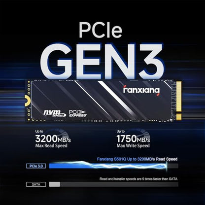 fanxiang 1TB S501Q PCIe 3.0 x4 Internal Solid State Drive, SLC Cache 3D NAND, Up to 3200MB/s